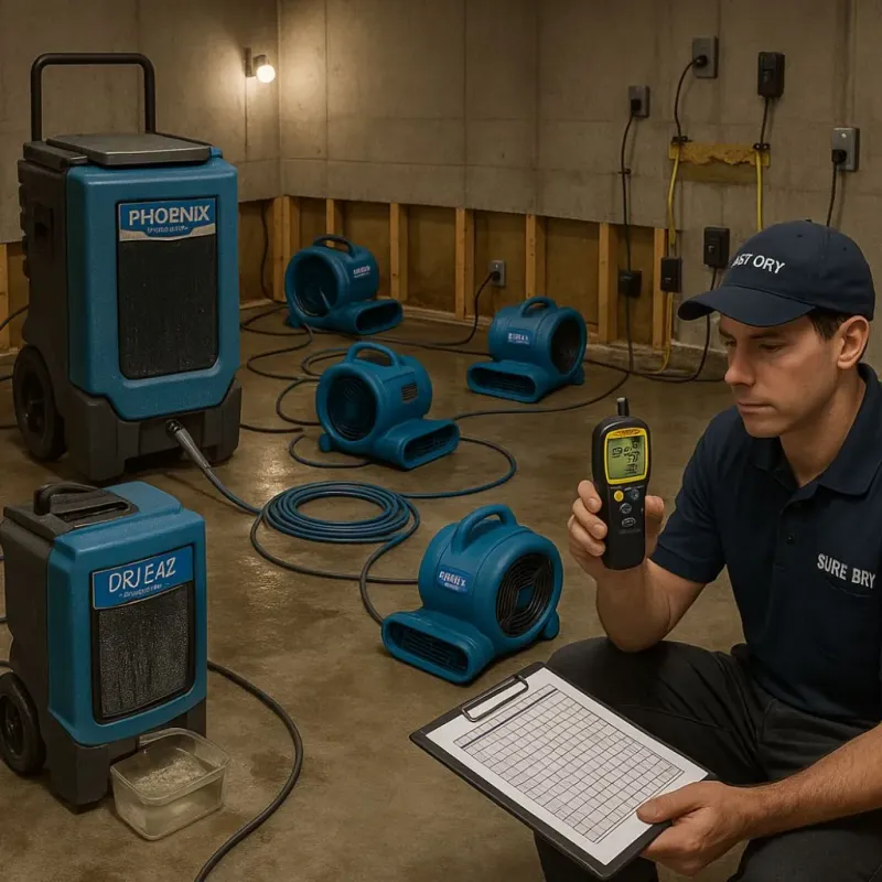 Structural Drying and Dehumidification process in Surf City, NC